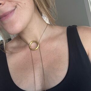 Madewell 'Bolo' Gold Circle Adjustable Pendant Necklace